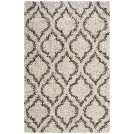 Flowers First 5 ft. 1 in. x 7 ft. 6 in. Hudson Shag Power Loomed Rug, Ivory & Grey - Medium Rectangle FL2115270